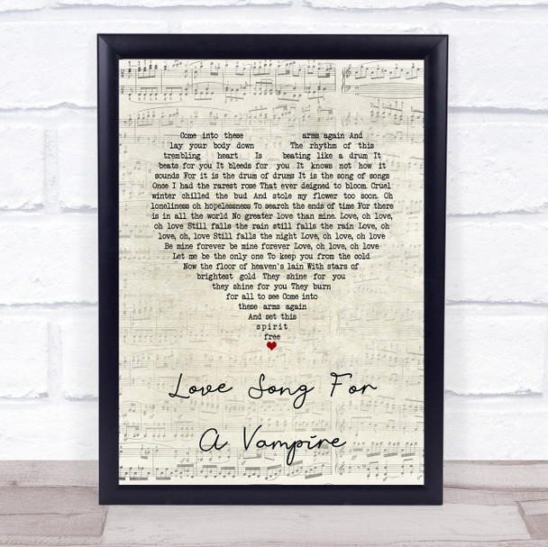 Annie Lennox Love Song For A Vampire Script Heart Song Lyric Wall Art Print