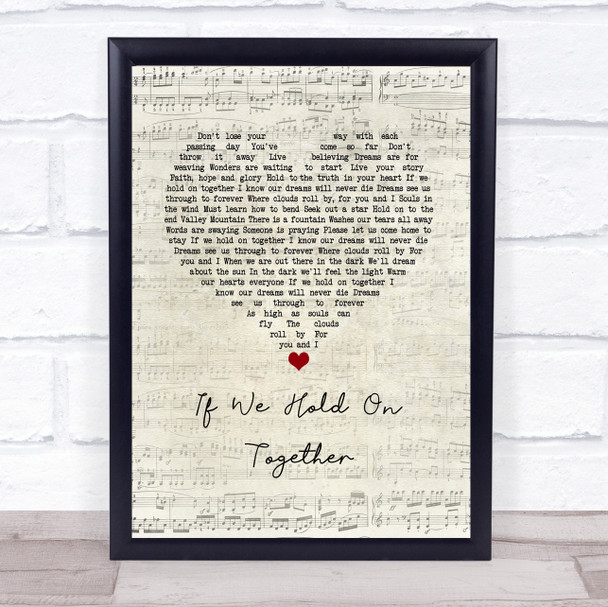 Diana Ross If We Hold On Together Script Heart Song Lyric Wall Art Print