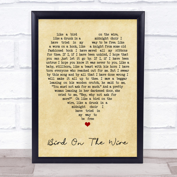 Bird On The Wire Leonard Cohen Vintage Heart Quote Song Lyric Print