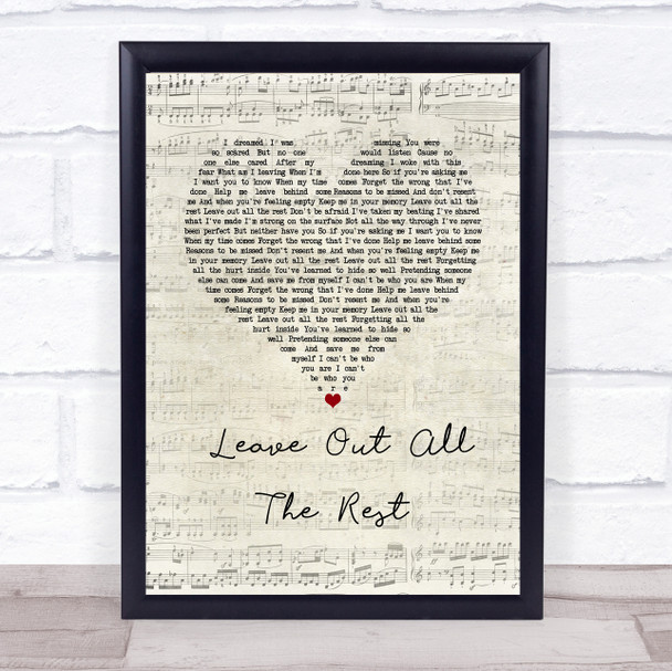 Linkin Park Leave Out All The Rest Script Heart Song Lyric Wall Art Print