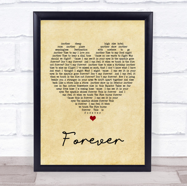 Aaron Lewis Forever Vintage Heart Song Lyric Quote Print
