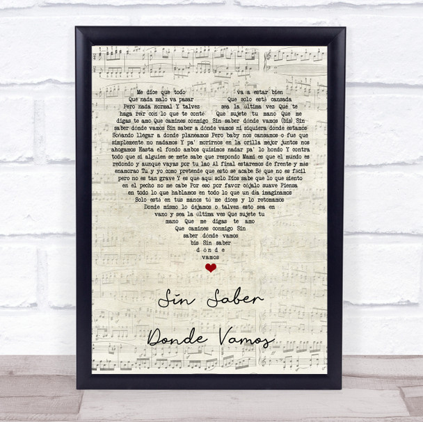 Darkiel Sin Saber Donde Vamos Script Heart Song Lyric Wall Art Print