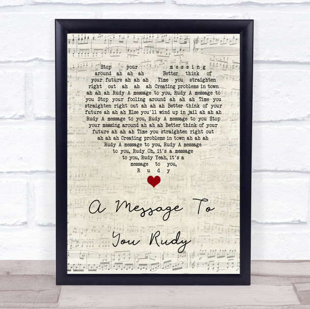 The Specials A Message To You Rudy Script Heart Song Lyric Wall Art Print