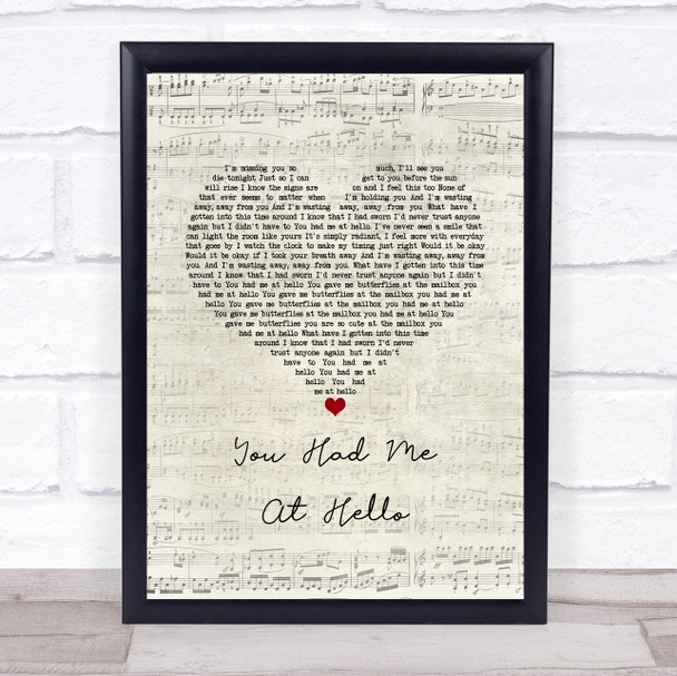 A Day To Remember You Had Me At Hello Script Heart Song Lyric Wall Art Print