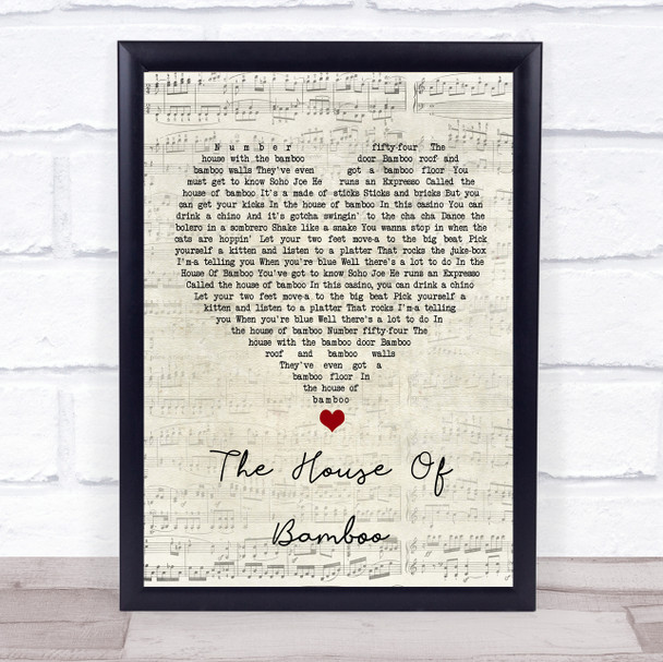 Andy Williams The House Of Bamboo Script Heart Song Lyric Wall Art Print