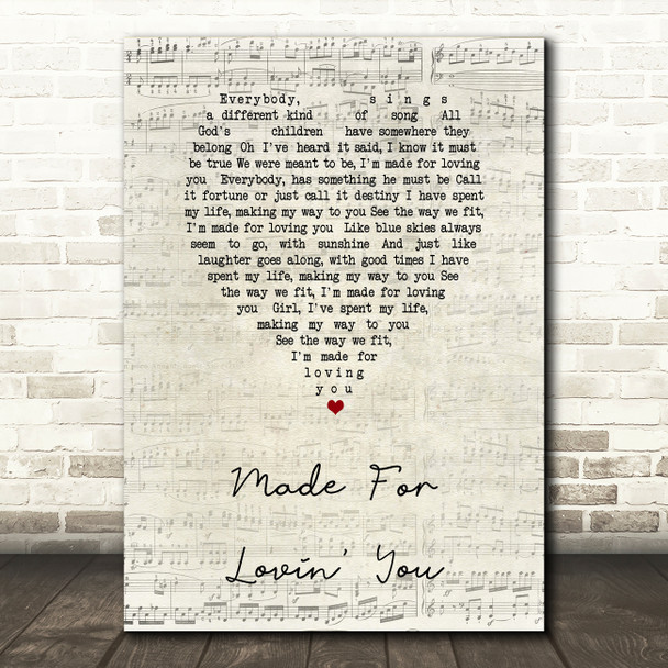 Doug Stone Made For Lovin' You Script Heart Song Lyric Wall Art Print