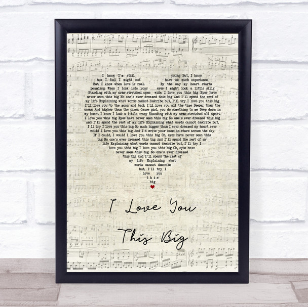 Scotty McCreery I Love You This Big Script Heart Song Lyric Wall Art Print