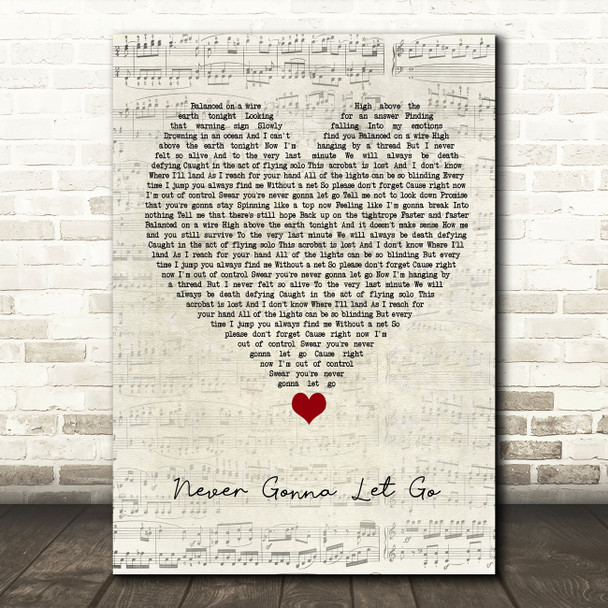 Shinedown Never Gonna Let Go Script Heart Song Lyric Wall Art Print