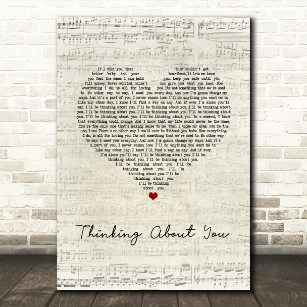 Calvin Harris Thinking About You Script Heart Song Lyric Wall Art Print