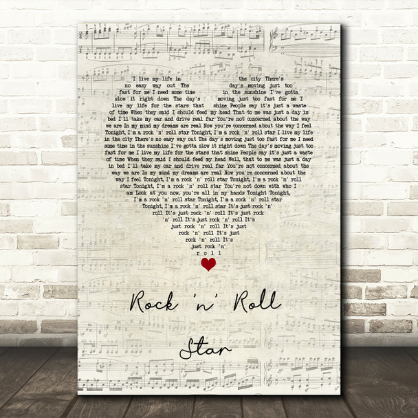 Oasis Rock 'n' Roll Star Script Heart Song Lyric Wall Art Print