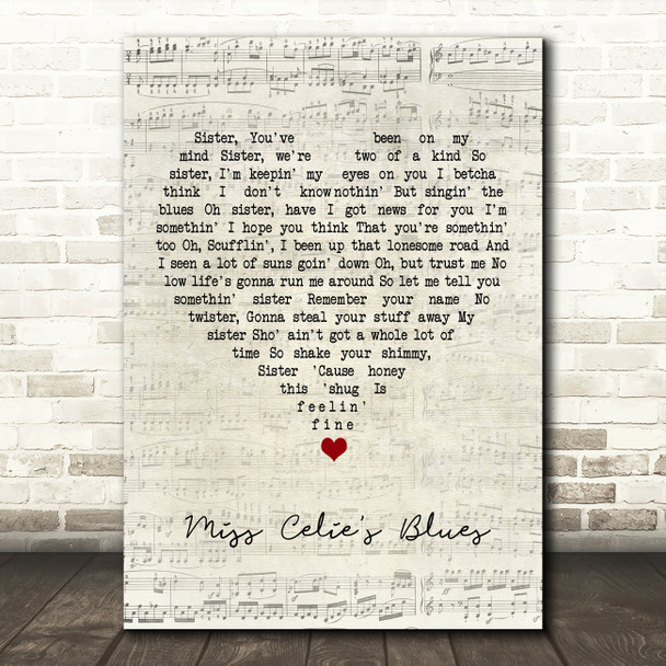 Quincy Jones Miss Celie's Blues Script Heart Song Lyric Wall Art Print