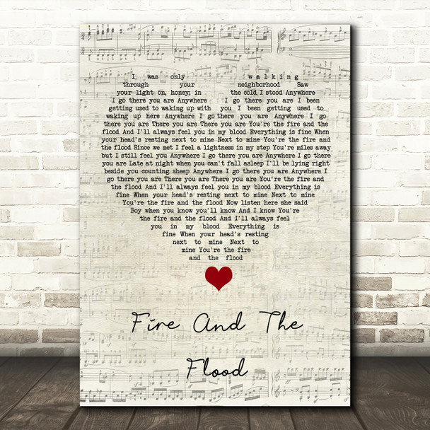 Vance Joy Fire And The Flood Script Heart Song Lyric Wall Art Print