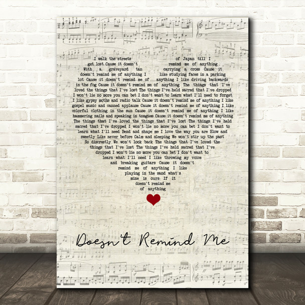Audioslave Doesn't Remind Me Script Heart Song Lyric Wall Art Print