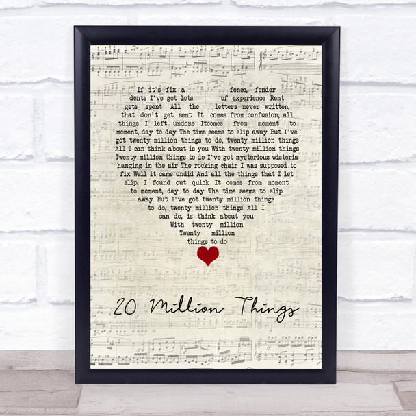 Lowell George 20 Million Things Script Heart Song Lyric Wall Art Print