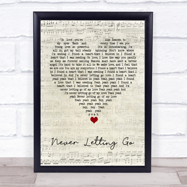 Anthony Hamilton Never Letting Go Script Heart Song Lyric Wall Art Print