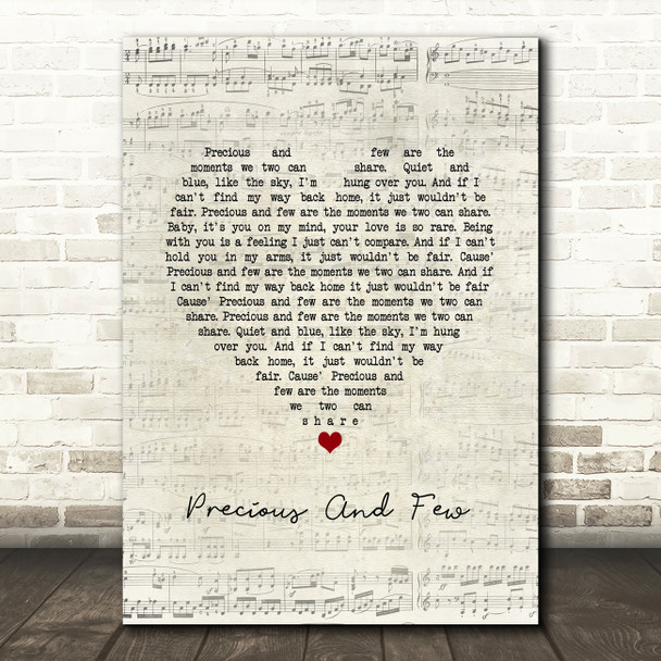 Climax Blues Band Precious And Few Script Heart Song Lyric Wall Art Print