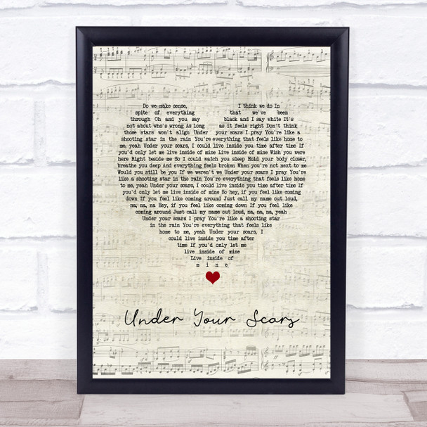 Godsmack Under Your Scars Script Heart Song Lyric Wall Art Print