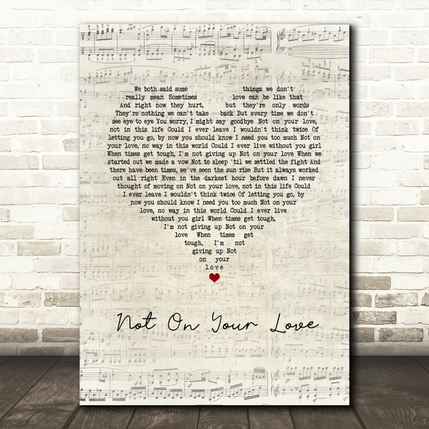 Jeff Carson Not On Your Love Script Heart Song Lyric Wall Art Print