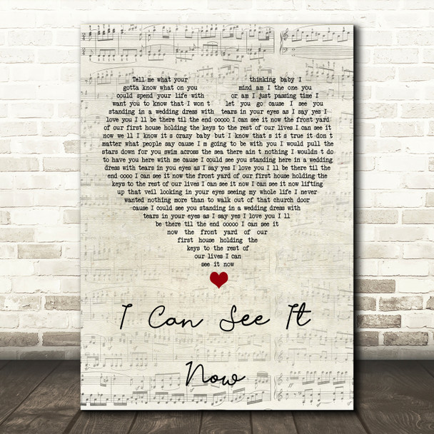 Kenzie Wheeler I Can See It Now Script Heart Song Lyric Wall Art Print