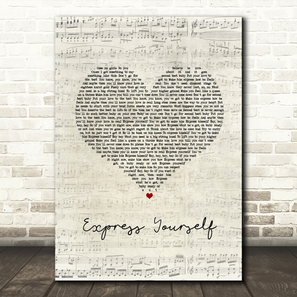 Madonna Express Yourself Script Heart Song Lyric Wall Art Print