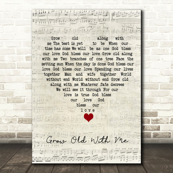 Mary Chapin Carpenter Grow Old With Me Script Heart Song Lyric Wall Art Print