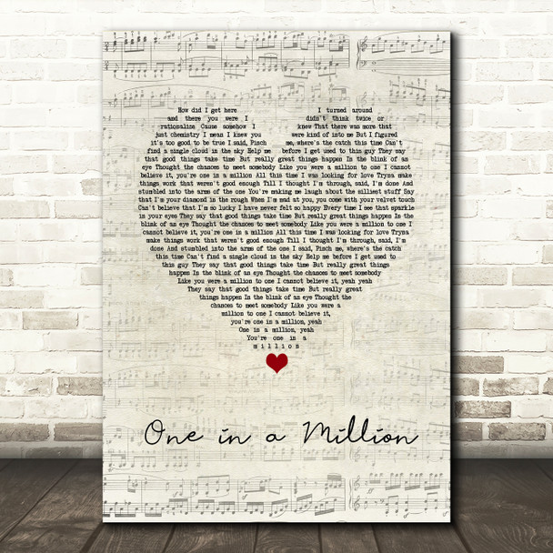 Maxine Brown One in a Million Script Heart Song Lyric Wall Art Print