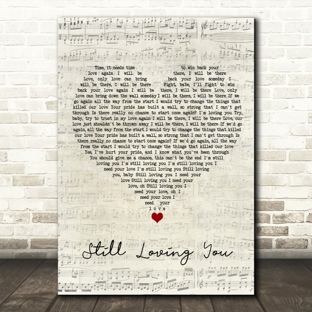 Scorpions Still Loving You Script Heart Song Lyric Wall Art Print