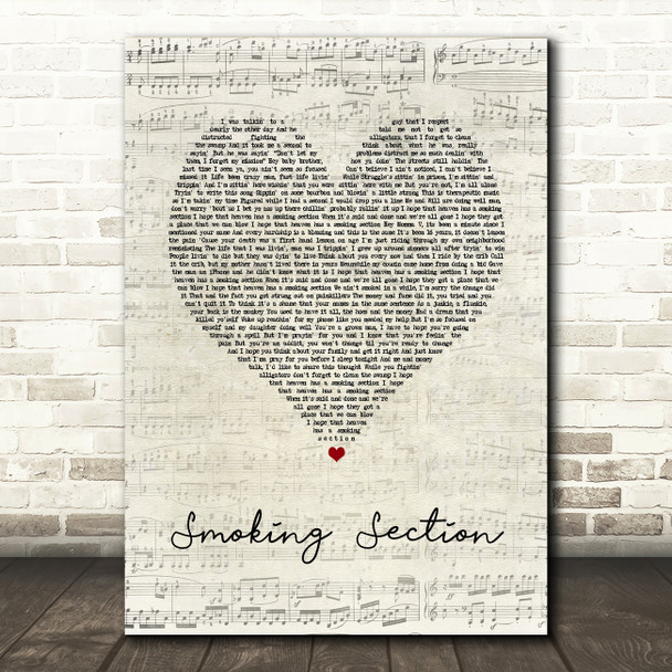 Jelly Roll Smoking Section Script Heart Song Lyric Wall Art Print