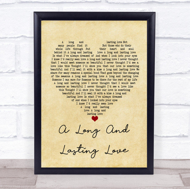 Crystal Gayle A Long And Lasting Love Vintage Heart Song Lyric Quote Print