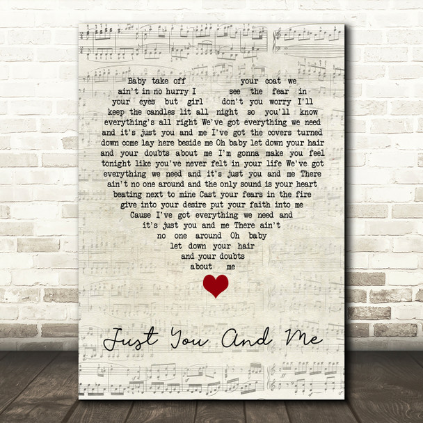 Tracy Lawrence Just You And Me Script Heart Song Lyric Wall Art Print