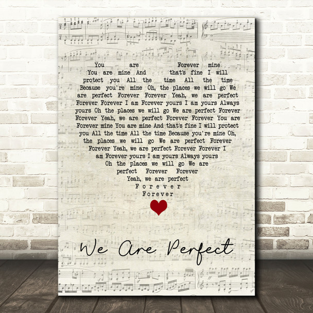 Liz Reynolds We Are Perfect Script Heart Song Lyric Wall Art Print