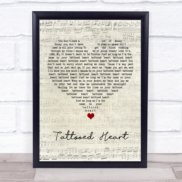 Ariana Grande Tattooed Heart Script Heart Song Lyric Wall Art Print