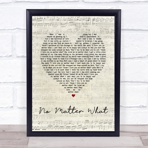 Calum Scott No Matter What Script Heart Song Lyric Wall Art Print
