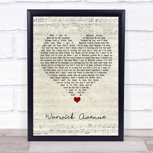 Duffy Warwick Avenue Script Heart Song Lyric Wall Art Print