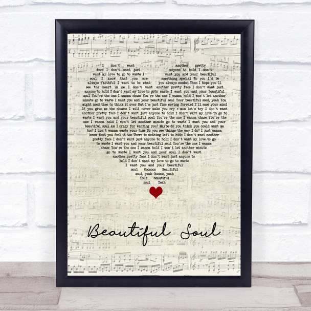 Jesse McCartney Beautiful Soul Script Heart Song Lyric Wall Art Print