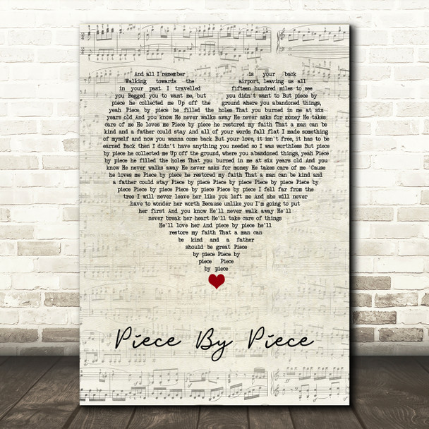 Kelly Clarkson Piece By Piece Script Heart Song Lyric Wall Art Print