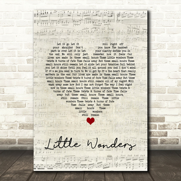 Rob Thomas Little Wonders Script Heart Song Lyric Wall Art Print