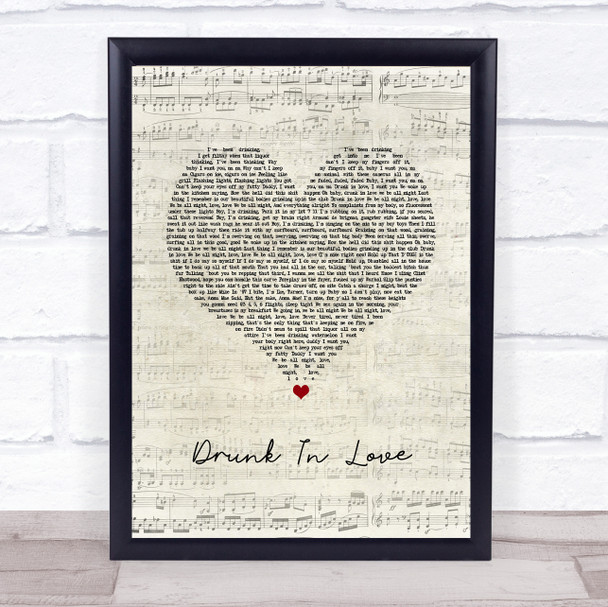 Beyonce feat. Jay-Z Drunk In Love Script Heart Song Lyric Wall Art Print