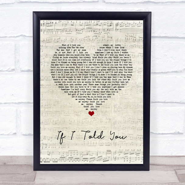 Darius Rucker If I Told You Script Heart Song Lyric Wall Art Print