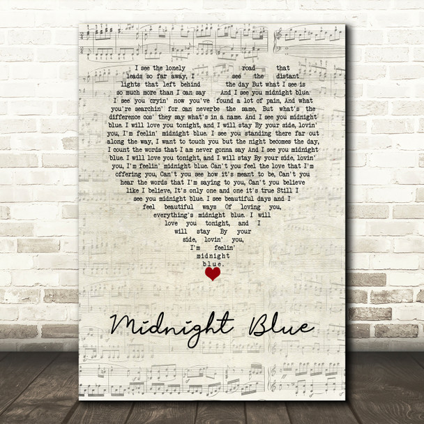 Electric Light Orchestra Midnight Blue Script Heart Song Lyric Wall Art Print