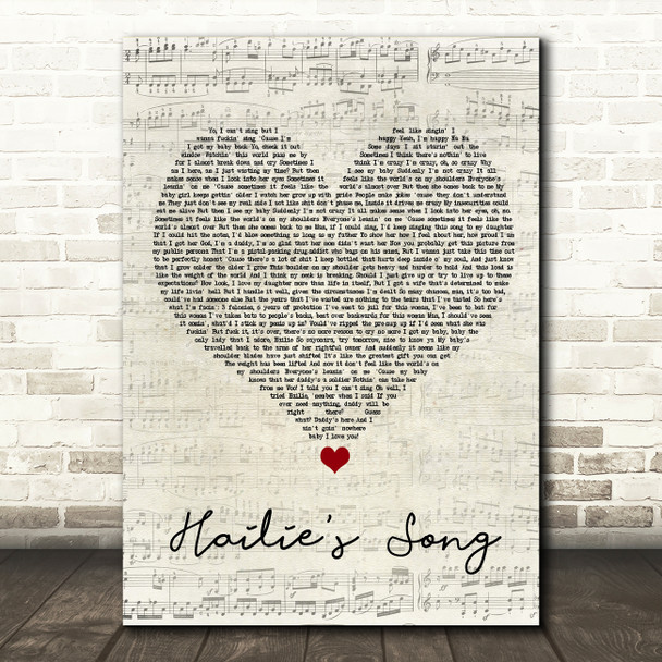 Eminem Hailie's Song Script Heart Song Lyric Wall Art Print