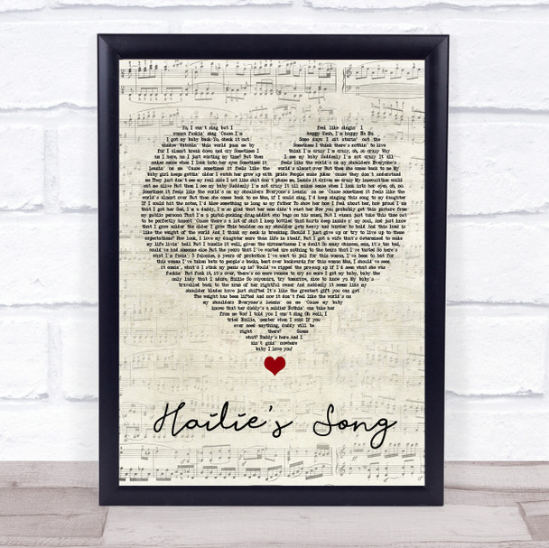 Eminem Hailie's Song Script Heart Song Lyric Wall Art Print