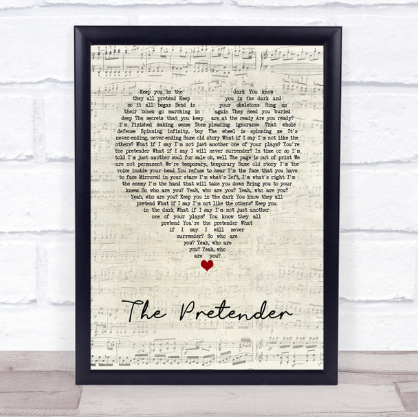 Foo Fighters The Pretender Script Heart Song Lyric Wall Art Print