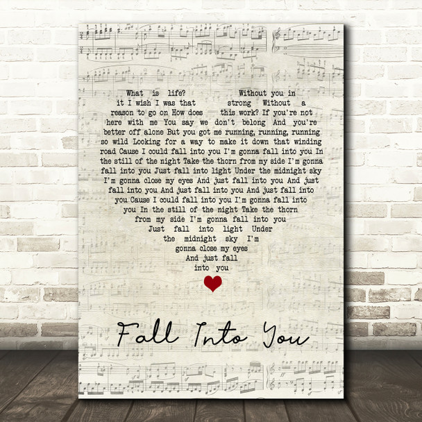 JES, Cosmic Gate Fall Into You Script Heart Song Lyric Wall Art Print