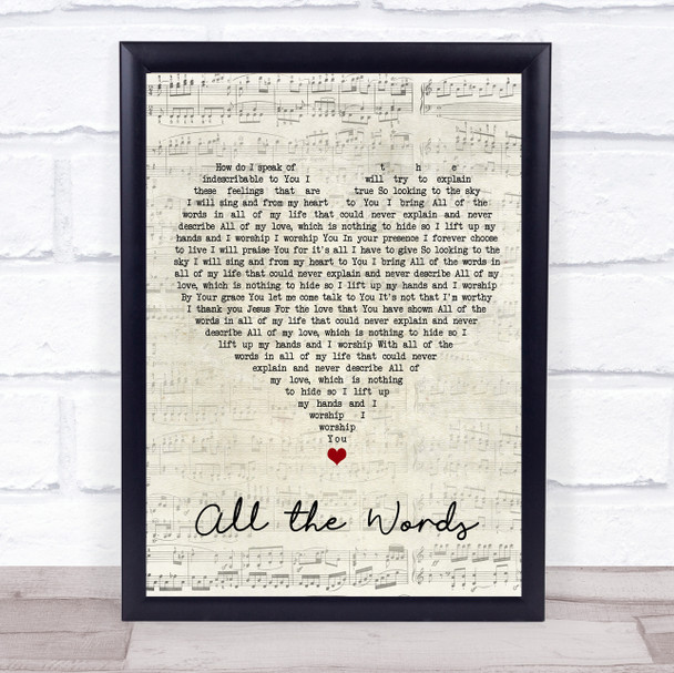 Kutless All the Words Script Heart Song Lyric Wall Art Print