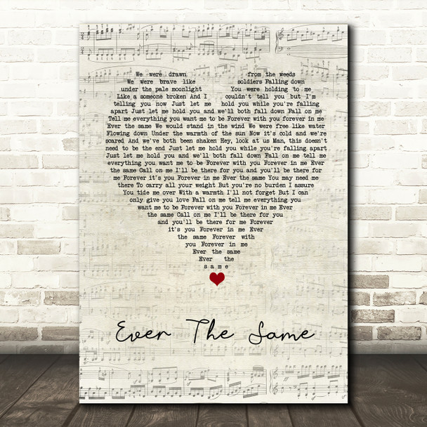 Rob Thomas Ever The Same Script Heart Song Lyric Wall Art Print