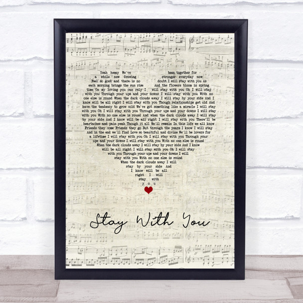 Tarrus Riley Stay With You Script Heart Song Lyric Wall Art Print