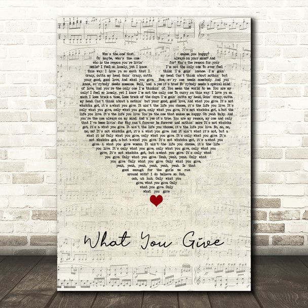 Tesla What You Give Script Heart Song Lyric Wall Art Print