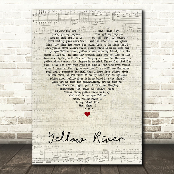 Christie Yellow River Script Heart Song Lyric Wall Art Print