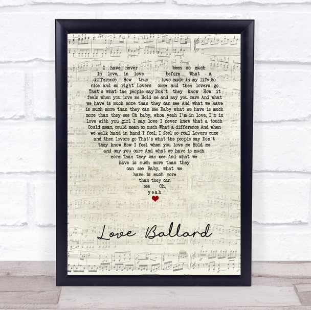 George Benson Love Ballard Script Heart Song Lyric Wall Art Print